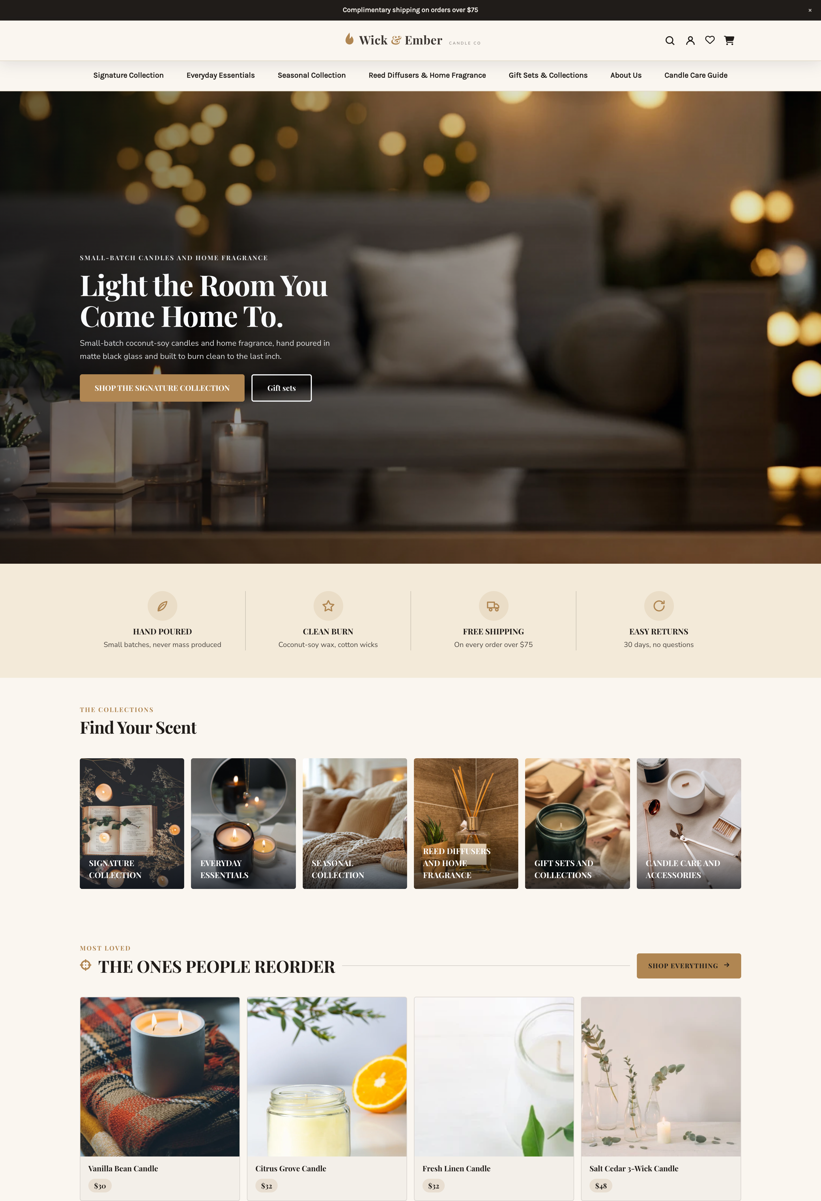 The Wick & Ember Candle Co. storefront on BigCommerce